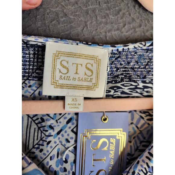 STS Sail to‎ Sable Women’s Geo Stripe Long Tunic Navy Size XS Embroidered NWT - Picture 8 of 10